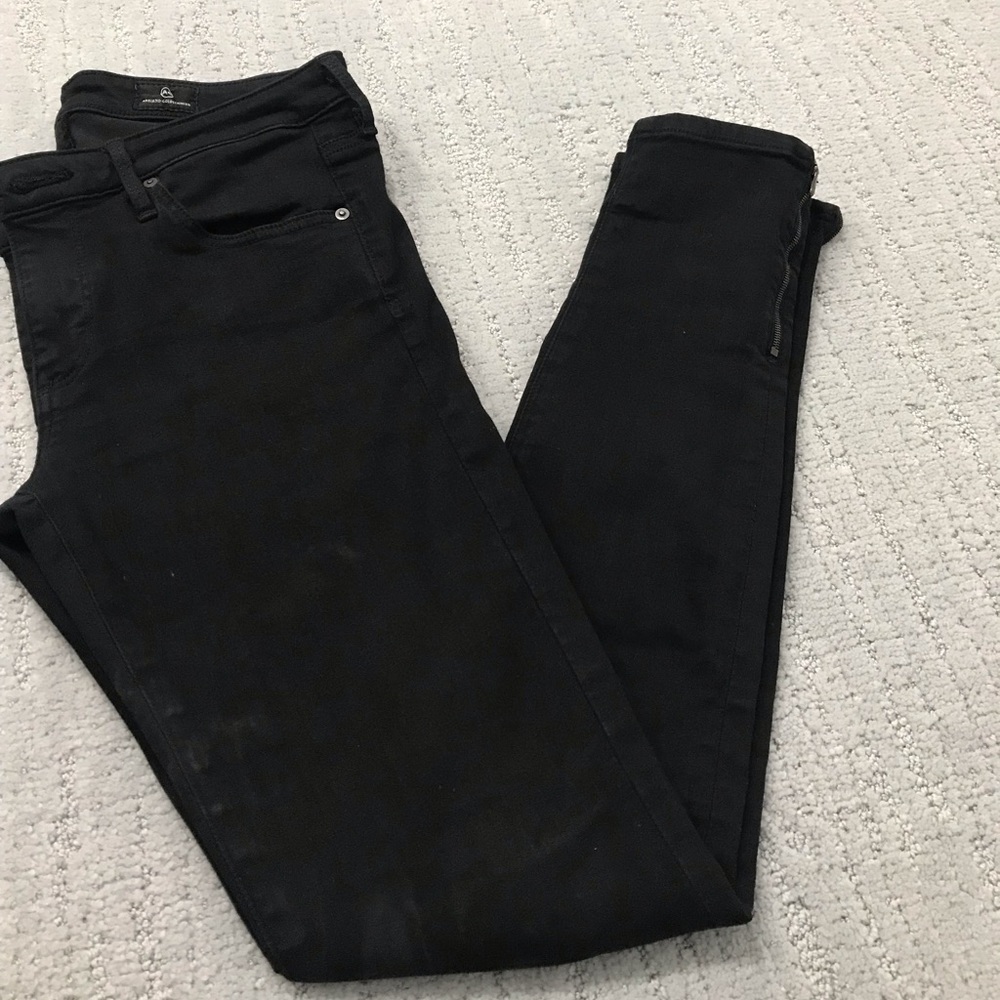 AG black skinny jeans with zipper at ankles